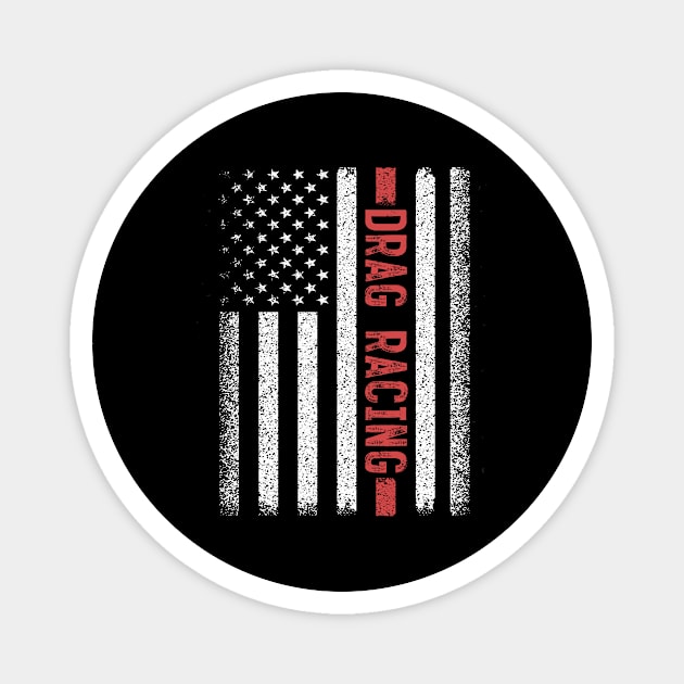 Drag Racing American Flag 4th of July Magnet by magazin